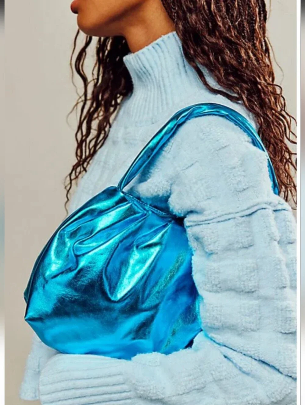 Free People Viva La Vegan Arctic Blue  Shoulder Bag
